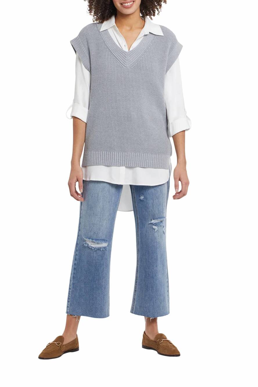 NEW TRIBAL silvia long sweater vest in grey mix